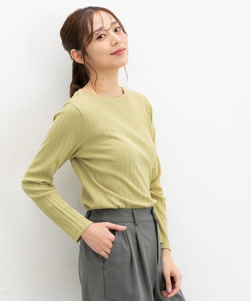Honeys(ハニーズ)の「ボートネックTシャツ(Tシャツ/カットソー・レディース・ターコイズブルー/オフホワイト/ブラック/サックスブルー/イエロー/レッド/ライトグレー・S/M/LL/L)」の6枚目の写真