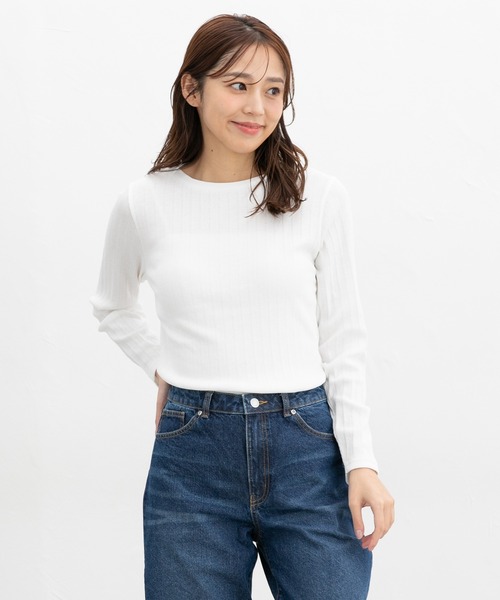 Honeys(ハニーズ)の「ボートネックTシャツ(Tシャツ/カットソー・レディース・ターコイズブルー/オフホワイト/ブラック/サックスブルー/イエロー/レッド/ライトグレー・S/M/LL/L)」の9枚目の写真