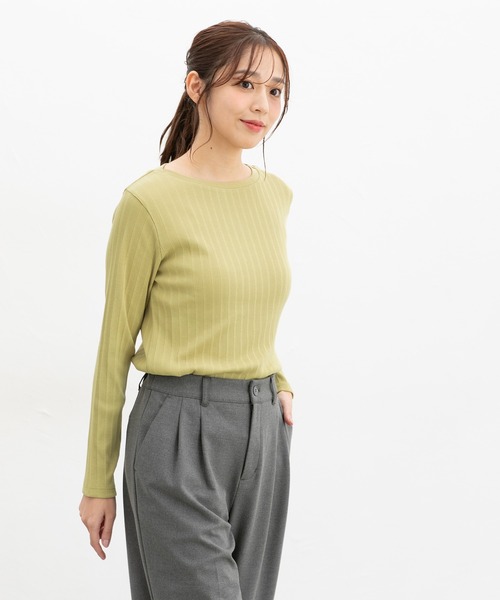 Honeys(ハニーズ)の「ボートネックTシャツ(Tシャツ/カットソー・レディース・ターコイズブルー/オフホワイト/ブラック/サックスブルー/イエロー/レッド/ライトグレー・S/M/LL/L)」の18枚目の写真