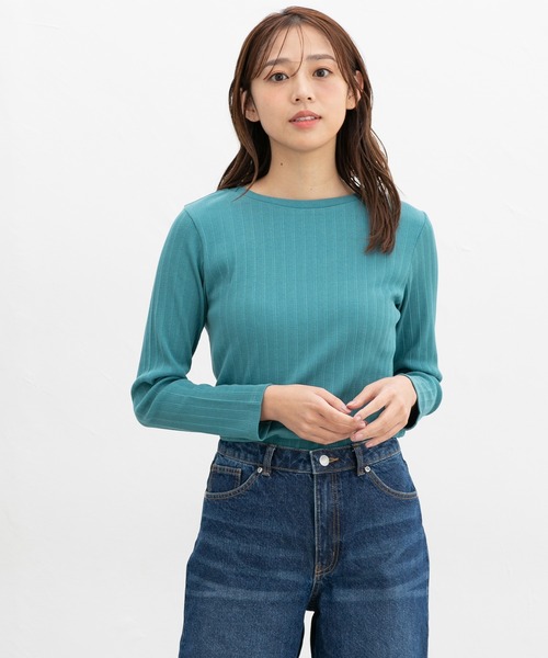 Honeys(ハニーズ)の「ボートネックTシャツ(Tシャツ/カットソー・レディース・ターコイズブルー/オフホワイト/ブラック/サックスブルー/イエロー/レッド/ライトグレー・S/M/LL/L)」の21枚目の写真