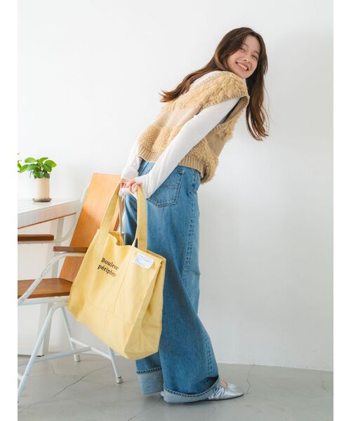 Ungrid(アングリッド)の「ビッグトートバッグ(トートバッグ・レディース・イエロー/ベージュ・FREE)」の16枚目の写真