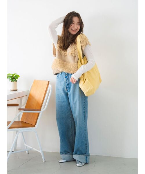 Ungrid(アングリッド)の「ビッグトートバッグ(トートバッグ・レディース・イエロー/ベージュ・FREE)」の14枚目の写真