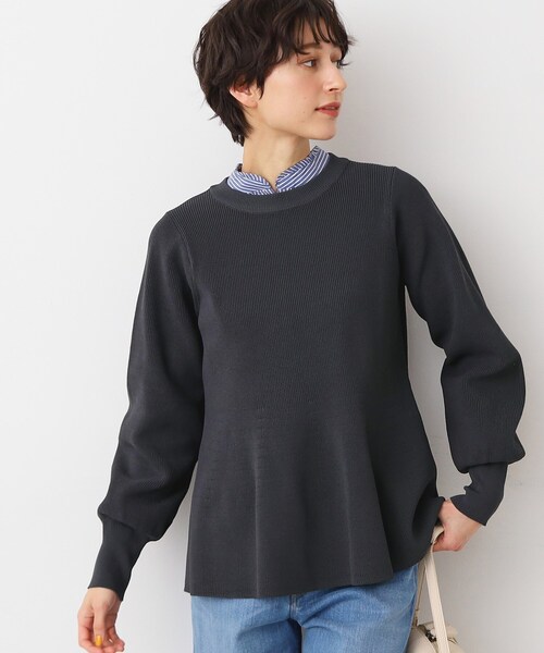 Dessin(デッサン)の「【洗える】ペプラムニット(ニット/セーター・レディース・チャコールグレー/ライトベージュ/ライトグリーン・02)」の2枚目の写真