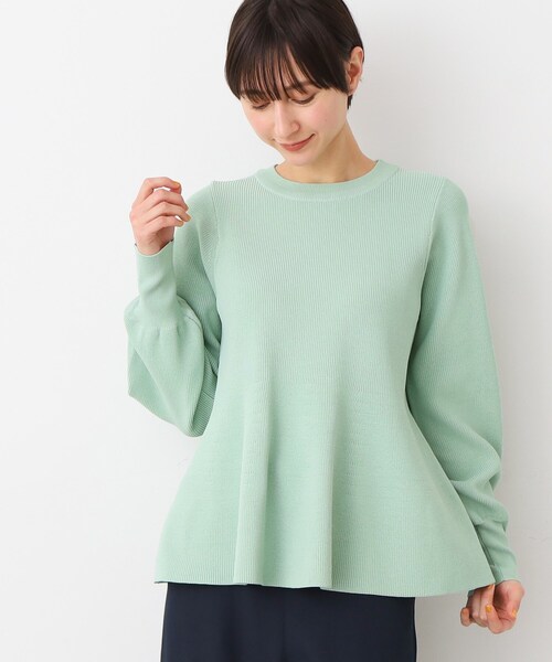 Dessin(デッサン)の「【洗える】ペプラムニット(ニット/セーター・レディース・チャコールグレー/ライトベージュ/ライトグリーン・02)」の3枚目の写真