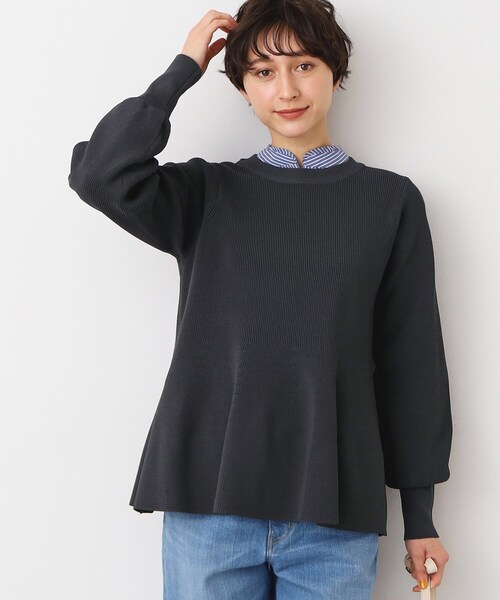 Dessin(デッサン)の「【洗える】ペプラムニット(ニット/セーター・レディース・チャコールグレー/ライトベージュ/ライトグリーン・02)」の5枚目の写真