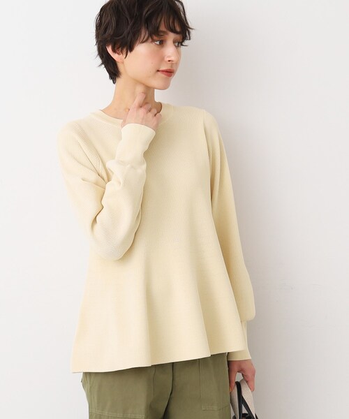 Dessin(デッサン)の「【洗える】ペプラムニット(ニット/セーター・レディース・チャコールグレー/ライトベージュ/ライトグリーン・02)」の12枚目の写真