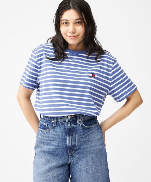 tommy jeans（トミー ジーンズ）の「レギュラーブルトンストライプTシャツ（Tシャツ/カットソー・メンズ・マルチ/ブルー・MEDIUM/LARGE/X-LARGE/SMALL）」の12枚目の写真