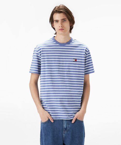 tommy jeans（トミー ジーンズ）の「レギュラーブルトンストライプTシャツ（Tシャツ/カットソー・メンズ・マルチ/ブルー・MEDIUM/LARGE/X-LARGE/SMALL）」の19枚目の写真