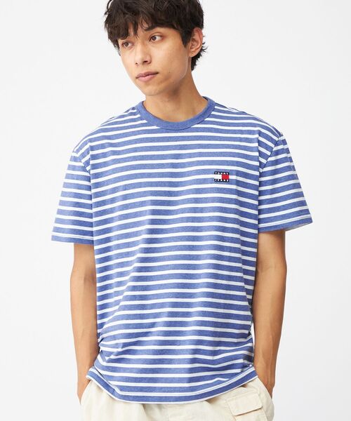 tommy jeans（トミー ジーンズ）の「レギュラーブルトンストライプTシャツ（Tシャツ/カットソー・メンズ・マルチ/ブルー・MEDIUM/LARGE/X-LARGE/SMALL）」の2枚目の写真