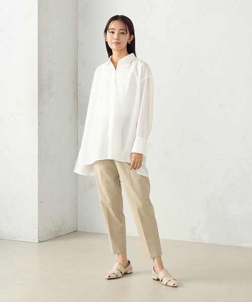 COMME CA ISM（コムサイズム）の「ポリエステルスパンブロードタック ロングシャツ（シャツ/ブラウス・レディース・サックスブルー/ブルーグレー/ホワイト/ライトグレー・FREE）」の5枚目の写真