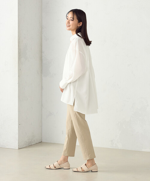 COMME CA ISM（コムサイズム）の「ポリエステルスパンブロードタック ロングシャツ（シャツ/ブラウス・レディース・サックスブルー/ブルーグレー/ホワイト/ライトグレー・FREE）」の6枚目の写真