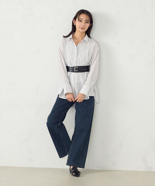 COMME CA ISM（コムサイズム）の「ポリエステルスパンブロードタック ロングシャツ（シャツ/ブラウス・レディース・サックスブルー/ブルーグレー/ホワイト/ライトグレー・FREE）」の9枚目の写真