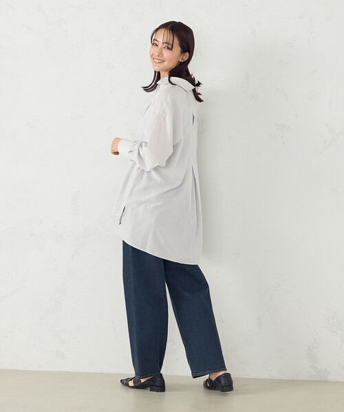 COMME CA ISM（コムサイズム）の「ポリエステルスパンブロードタック ロングシャツ（シャツ/ブラウス・レディース・サックスブルー/ブルーグレー/ホワイト/ライトグレー・FREE）」の11枚目の写真