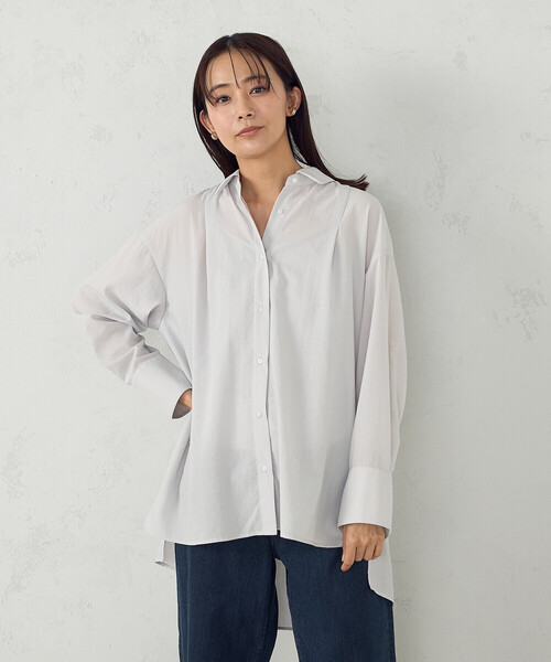 COMME CA ISM（コムサイズム）の「ポリエステルスパンブロードタック ロングシャツ（シャツ/ブラウス・レディース・サックスブルー/ブルーグレー/ホワイト/ライトグレー・FREE）」の12枚目の写真