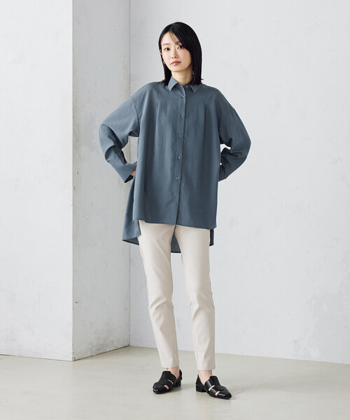 COMME CA ISM（コムサイズム）の「ポリエステルスパンブロードタック ロングシャツ（シャツ/ブラウス・レディース・サックスブルー/ブルーグレー/ホワイト/ライトグレー・FREE）」の13枚目の写真