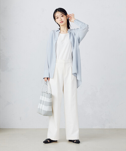 COMME CA ISM（コムサイズム）の「ポリエステルスパンブロードタック ロングシャツ（シャツ/ブラウス・レディース・サックスブルー/ブルーグレー/ホワイト/ライトグレー・FREE）」の16枚目の写真