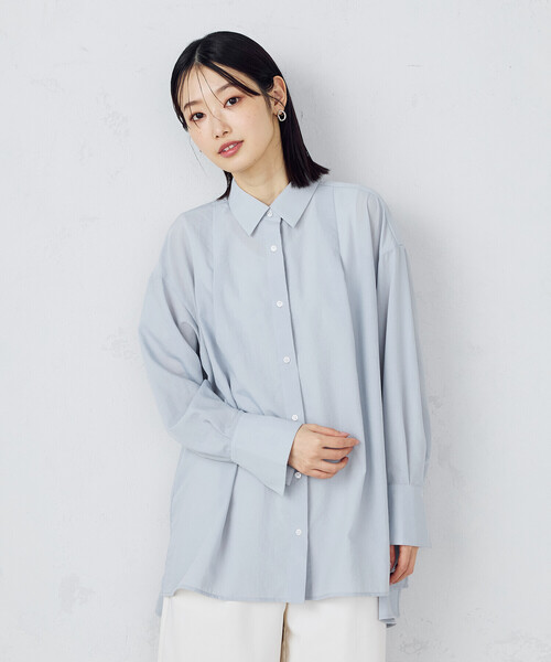 COMME CA ISM（コムサイズム）の「ポリエステルスパンブロードタック ロングシャツ（シャツ/ブラウス・レディース・サックスブルー/ブルーグレー/ホワイト/ライトグレー・FREE）」の17枚目の写真