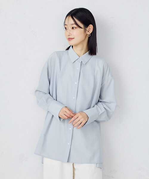 COMME CA ISM（コムサイズム）の「ポリエステルスパンブロードタック ロングシャツ（シャツ/ブラウス・レディース・サックスブルー/ブルーグレー/ホワイト/ライトグレー・FREE）」の19枚目の写真