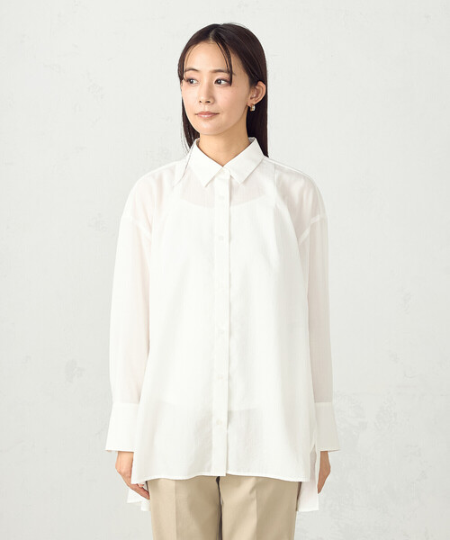 COMME CA ISM（コムサイズム）の「ポリエステルスパンブロードタック ロングシャツ（シャツ/ブラウス・レディース・サックスブルー/ブルーグレー/ホワイト/ライトグレー・FREE）」の20枚目の写真