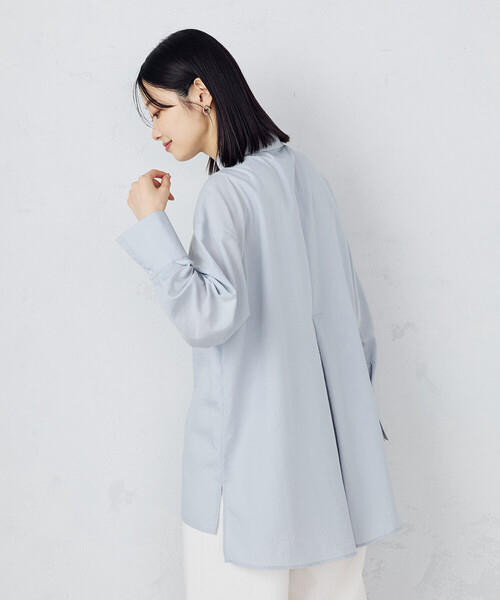 COMME CA ISM（コムサイズム）の「ポリエステルスパンブロードタック ロングシャツ（シャツ/ブラウス・レディース・サックスブルー/ブルーグレー/ホワイト/ライトグレー・FREE）」の4枚目の写真