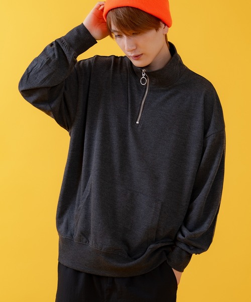 【新品未使用】スカラップハーフジッパースウェット リサイクルスビンオーガニックコットン裏毛 / ハーフジップ