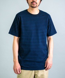 [OMNIGOD mens / オムニゴッド] ALEX MILL×OMNIGOD 天竺ボーダー(インディゴ染め) Tシャツ