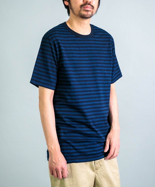 OMNIGOD（オムニゴッド）の「[OMNIGOD mens / オムニゴッド] ALEX MILL×OMNIGOD 天竺ボーダー(インディゴ染め) Tシャツ（Tシャツ/カットソー・メンズ・ブルー系その他・L/S/M）」の8枚目の写真