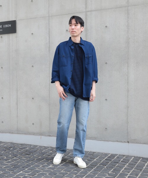 OMNIGOD（オムニゴッド）の「[OMNIGOD mens / オムニゴッド] ALEX MILL×OMNIGOD 天竺ボーダー(インディゴ染め) Tシャツ（Tシャツ/カットソー・メンズ・ブルー系その他・L/S/M）」の12枚目の写真