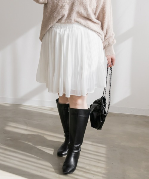 CLETTE(クレット)の「マイクロプリーツミニスカート(スカート・レディース・ブラック/オフホワイト・LL/4L/3L)」の3枚目の写真