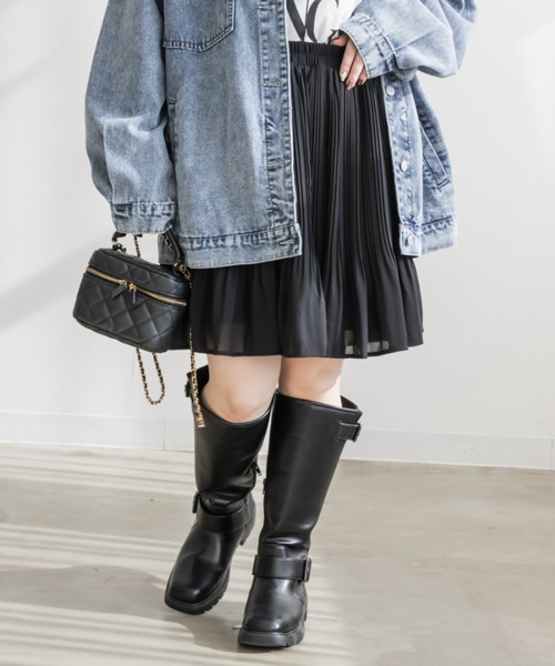 CLETTE(クレット)の「マイクロプリーツミニスカート(スカート・レディース・ブラック/オフホワイト・LL/4L/3L)」の16枚目の写真