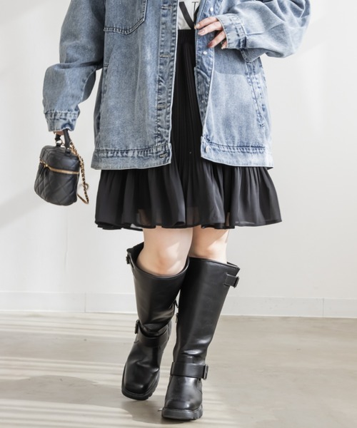 CLETTE(クレット)の「マイクロプリーツミニスカート(スカート・レディース・ブラック/オフホワイト・LL/4L/3L)」の18枚目の写真