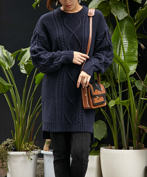 SLY（スライ）の「COMBI CABLE LG OP（ワンピース・レディース・オフホワイト/ネイビー/ブラウン・2/1）」の3枚目の写真