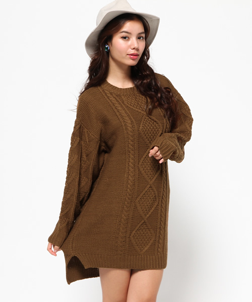 SLY（スライ）の「COMBI CABLE LG OP（ワンピース・レディース・オフホワイト/ネイビー/ブラウン・2/1）」の2枚目の写真