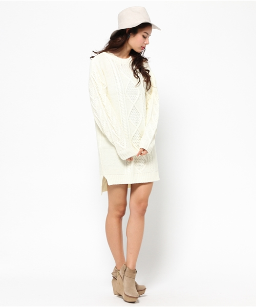 SLY（スライ）の「COMBI CABLE LG OP（ワンピース・レディース・オフホワイト/ネイビー/ブラウン・2/1）」の7枚目の写真