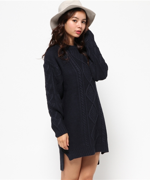 SLY（スライ）の「COMBI CABLE LG OP（ワンピース・レディース・オフホワイト/ネイビー/ブラウン・2/1）」の12枚目の写真