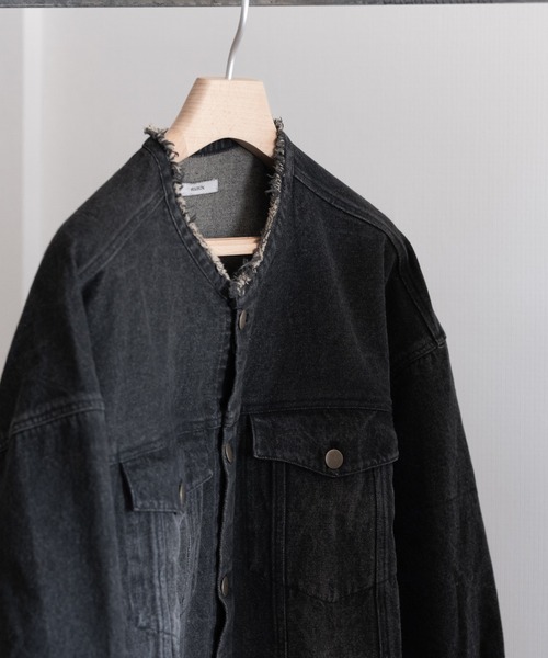 RUUBON（ルーボン）の「【RUUBON】no collar fringe denim
