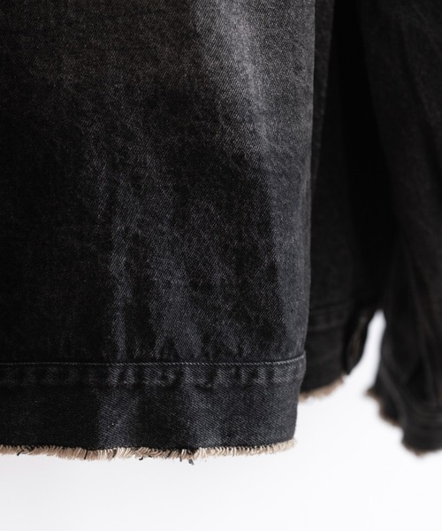 RUUBON（ルーボン）の「【RUUBON】no collar fringe denim jacket / ノーカラーフリンジデニムジャケット（デニムジャケット・メンズ・ブルー/サックスブルー/ブラック・S/L/M）」の13枚目の写真