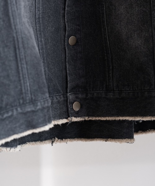 RUUBON（ルーボン）の「【RUUBON】no collar fringe denim jacket