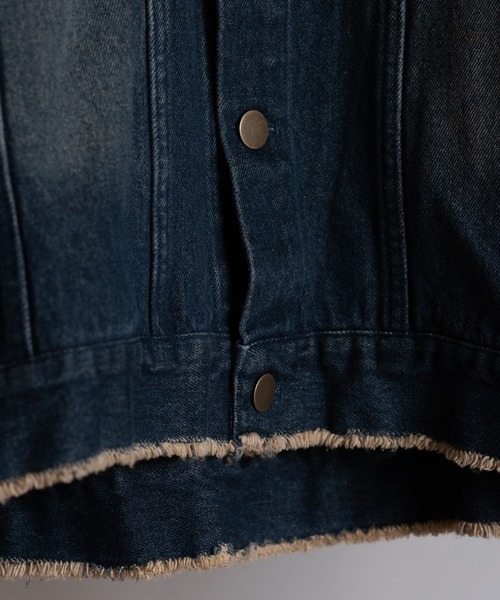 RUUBON（ルーボン）の「【RUUBON】no collar fringe denim
