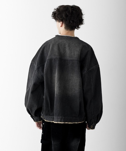 RUUBON（ルーボン）の「【RUUBON】no collar fringe denim