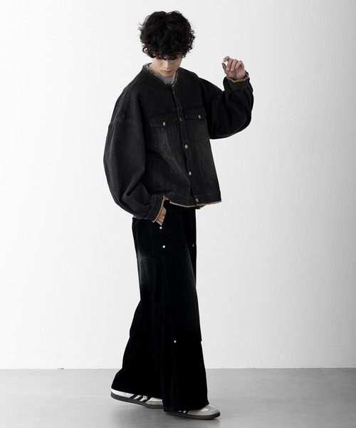 PLEATSPLEASE　黒　ノーカラージャケット　ポケット有り イッセイミヤケ プリーツプリーズのノーカラージャケットです