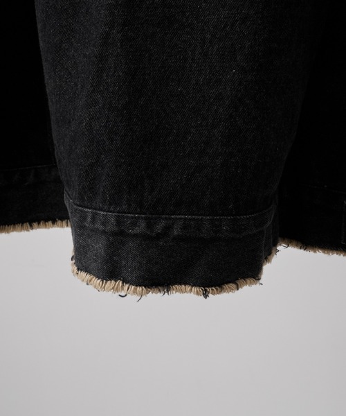 RUUBON（ルーボン）の「【RUUBON】no collar fringe denim jacket / ノーカラーフリンジデニムジャケット（デニムジャケット・メンズ・ブルー/サックスブルー/ブラック・S/L/M）」の22枚目の写真