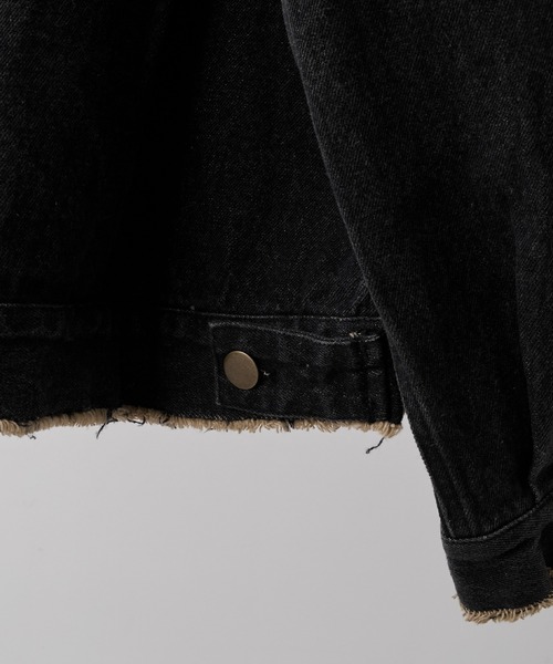 RUUBON（ルーボン）の「【RUUBON】no collar fringe denim jacket / ノーカラーフリンジデニムジャケット（デニムジャケット・メンズ・ブルー/サックスブルー/ブラック・S/L/M）」の14枚目の写真