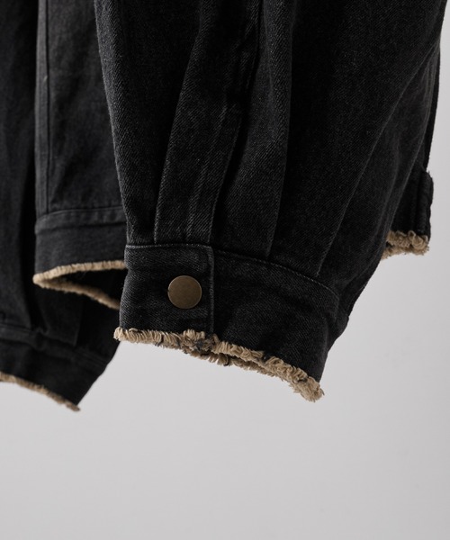 RUUBON（ルーボン）の「【RUUBON】no collar fringe denim jacket
