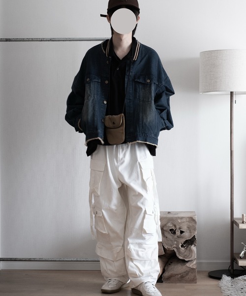 セール】【RUUBON】no collar fringe denim jacket / ノーカラー