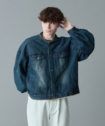 RUUBON（ルーボン）の「【RUUBON】no collar fringe denim jacket / ノーカラーフリンジデニムジャケット（デニムジャケット）」
