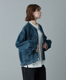 RUUBON（ルーボン）の「【RUUBON】no collar fringe denim jacket / ノーカラーフリンジデニムジャケット（デニムジャケット）」