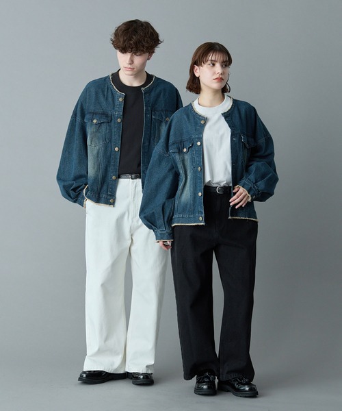 【courreges】　デニム　ジャケット　フリンジ　ノーカラー ノーカラーデニムジャケット / GRACE CONTINENTAL | GRACE