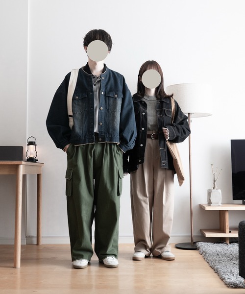 RUUBON】no collar fringe denim jacket / ノーカラーフリンジ