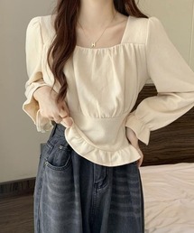 フリルネック」に該当するホワイト/白色系のファッション通販